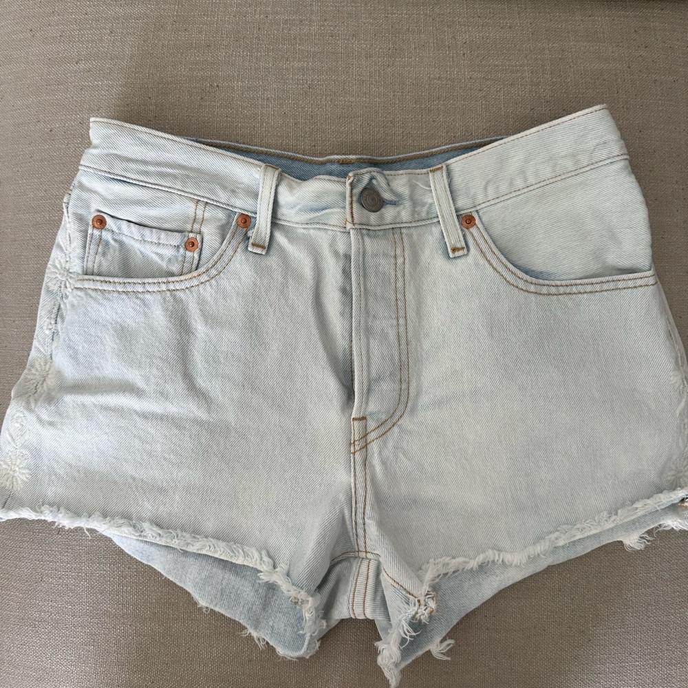 Levi's Blue Jean Shorts Distressed Cut-Off Hem